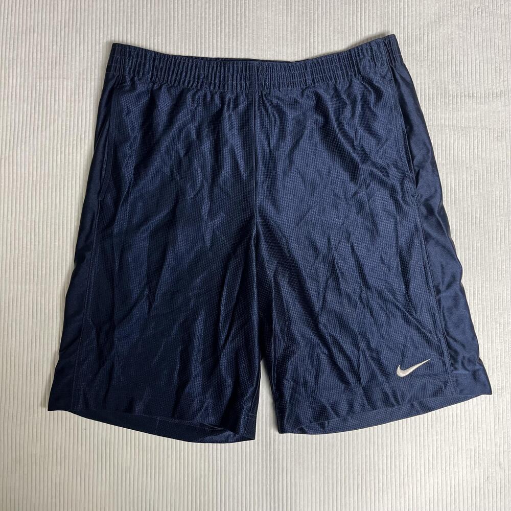 Nike Basketball Shorts Y2k Mens M Blue Mesh Athletic Elastic Waist Pockets Gym